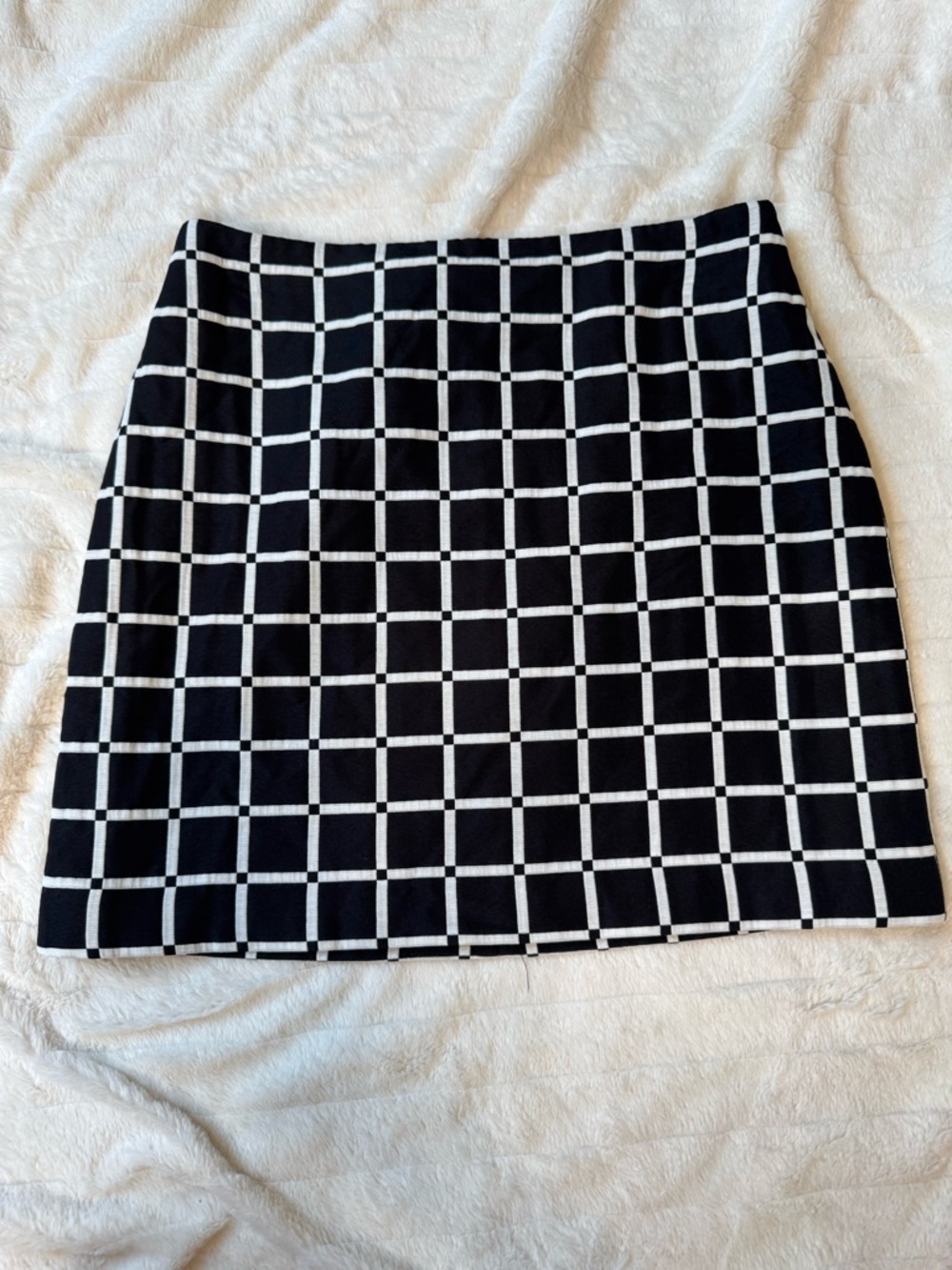 Ann Taylor Black White Grid Skirt Size 6 Mini Lined Career Preppy - Picture 3 of 13